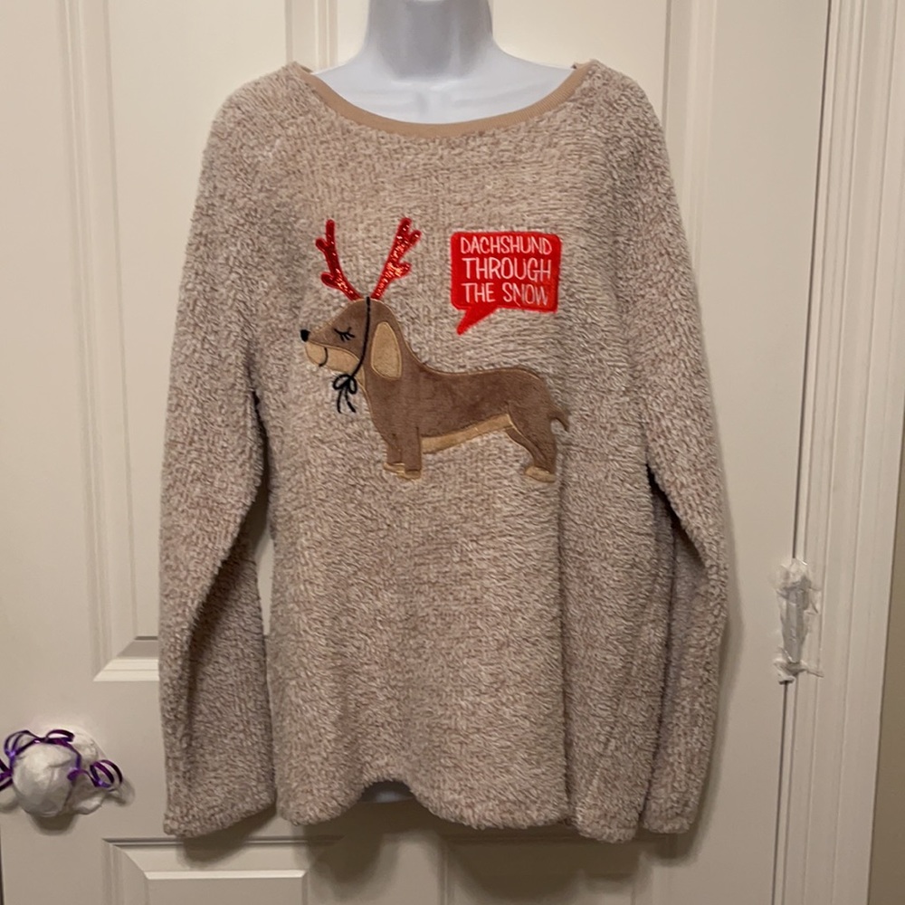 Holiday Time Dachshund 100% Polyester Winter Fleece Shirt